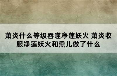 萧炎什么等级吞噬净莲妖火 萧炎收服净莲妖火和熏儿做了什么